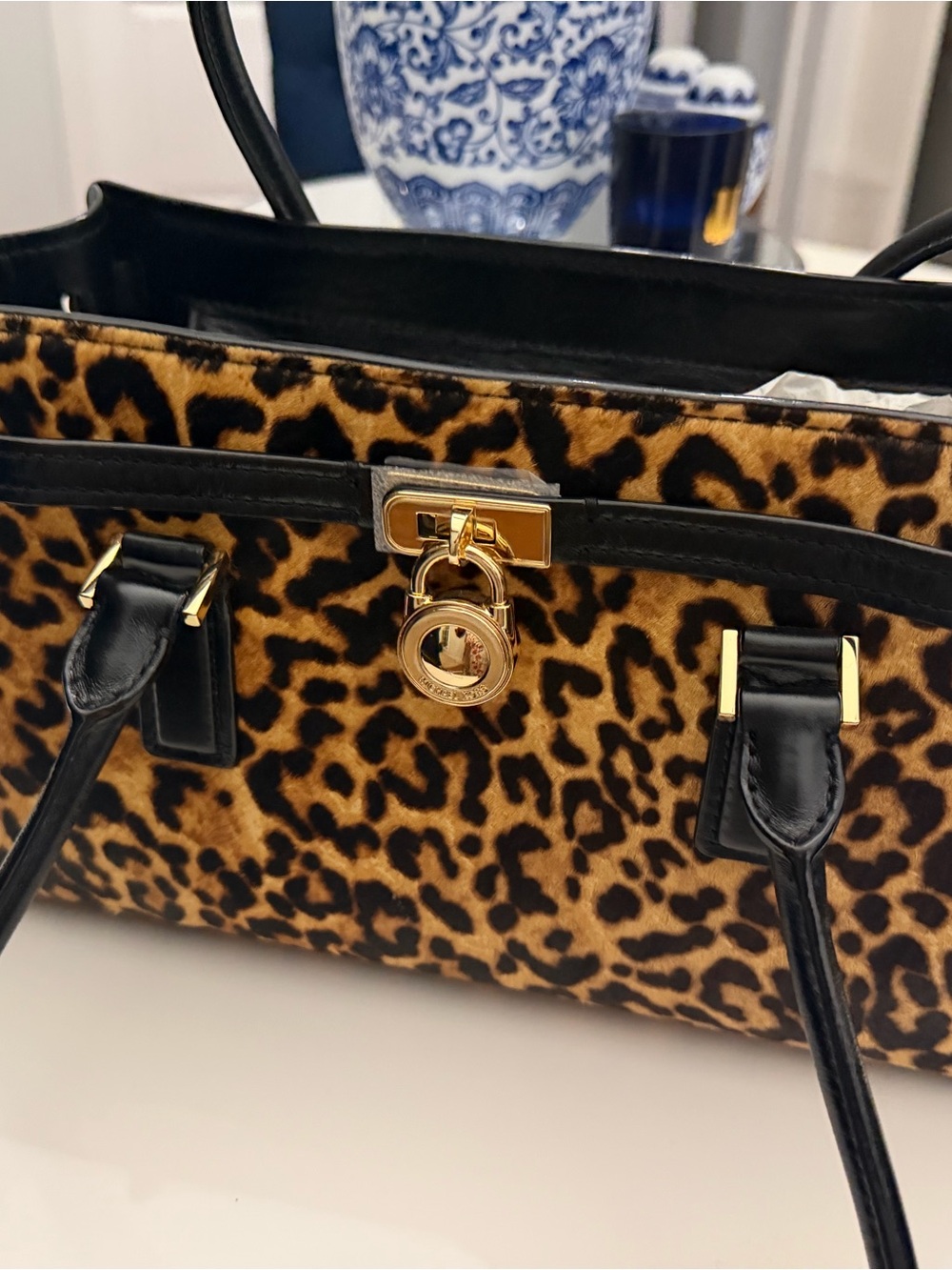 Michael Kors Black & Brown Leopard Print Shoulder Bag - Picture 7 of 11